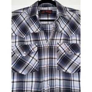 Canyon Guide Outfitters Mens Plaid Pearl Snap Western Short Sleeve Shirt Medium‎
